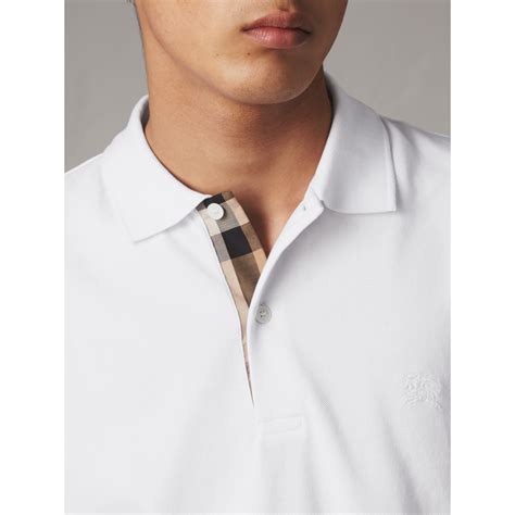 burberry men's check placket oxford abown polo|Check Cotton Blend Polo Shirt in Dark hunter/white .